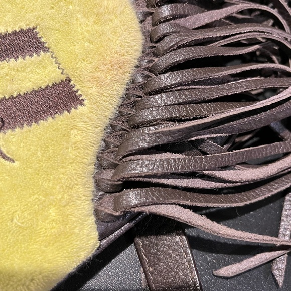 Vintage JUICY Couture Terry Lime Green Yellow Fringe Tassel Bag - Picture 14 of 14